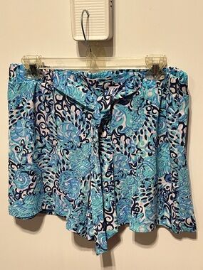 Lilly Pulitzer Mylee Shorts Sz 8 Tie Front elastic Waist Blue Multicolor New B1